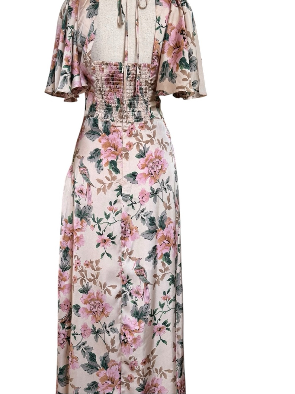 Dress Forum Morning Meadow Romance Floral Maxi Dress Ivory Pink Slit NWT Small - Picture 15 of 15